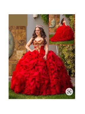 House of Maganda Gown Corset Top Rosette Ruffle Skirt Set Quinceanera Sweet 16